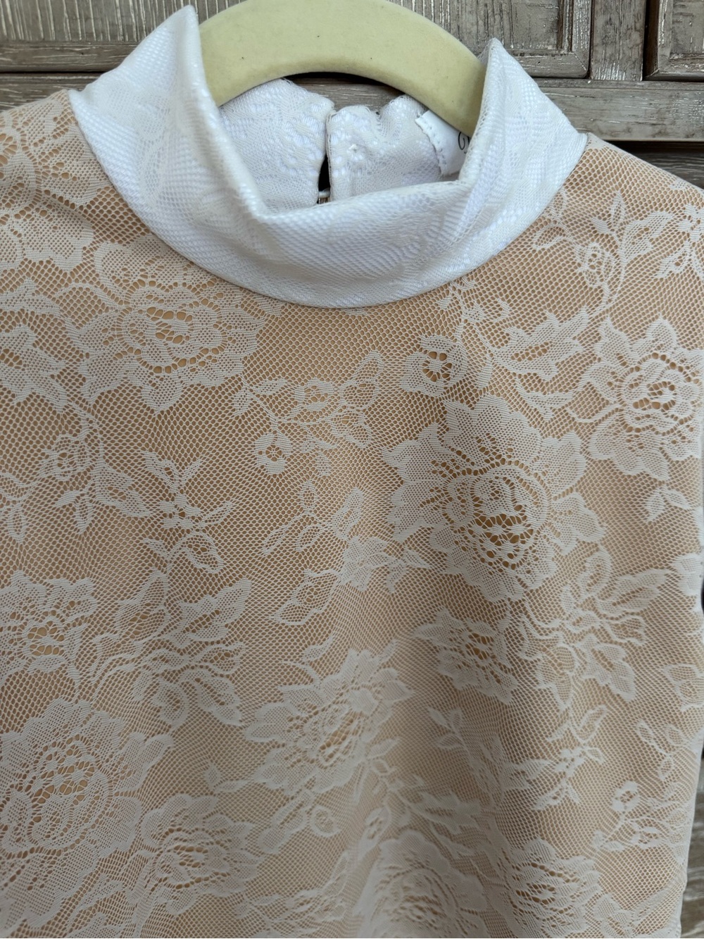 Cavalliera Masterpieces Blush Lace Overlay Top with White Trim - Picture 3 of 7